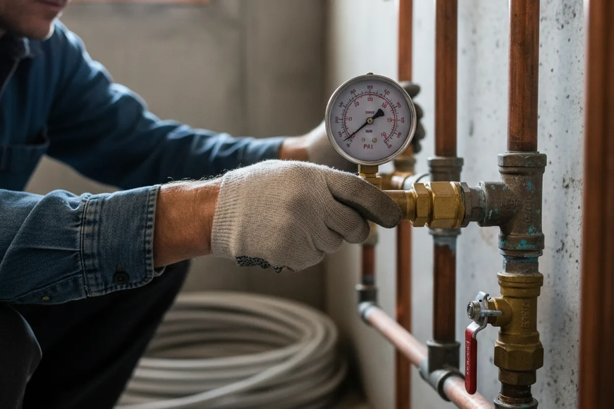 Pressure testing a repaired line during Water Line Repair in Westphalia